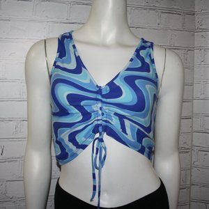 💙🌀 Derek Heart · Groovy Blue Crop Top · Size Small